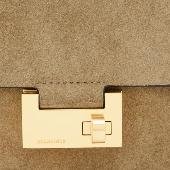 All Saints Suede Frankie Suger Hero Crossbody Bag + Dust Bag Nwt ❤️ - Picture 4 of 12